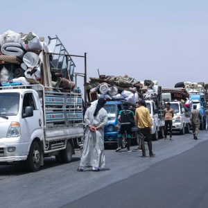 Der Lastwagen-Konvoi macht sich auf den Weg nach Syrien.